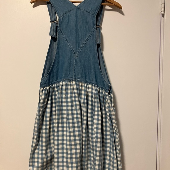 VIntage Denim and Gingham Pinafore Dress - Overall Dress - Picture 7 of 7